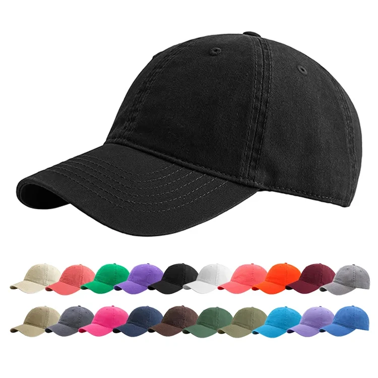 Oem 6 Panel Dad Hats 100% Cotton Blank Unstructured Baseball Cap Custom Logo Embroidered Washed Outdoor Sport