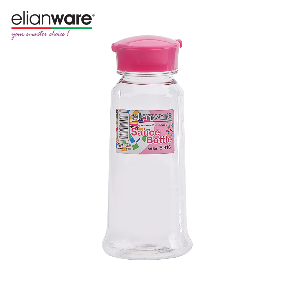 Elianware 250ml Wholesale Customized Sauce Bottle PET Plastic BPA Free Spice Jar Oil And Sauce Bottle With Flip Top