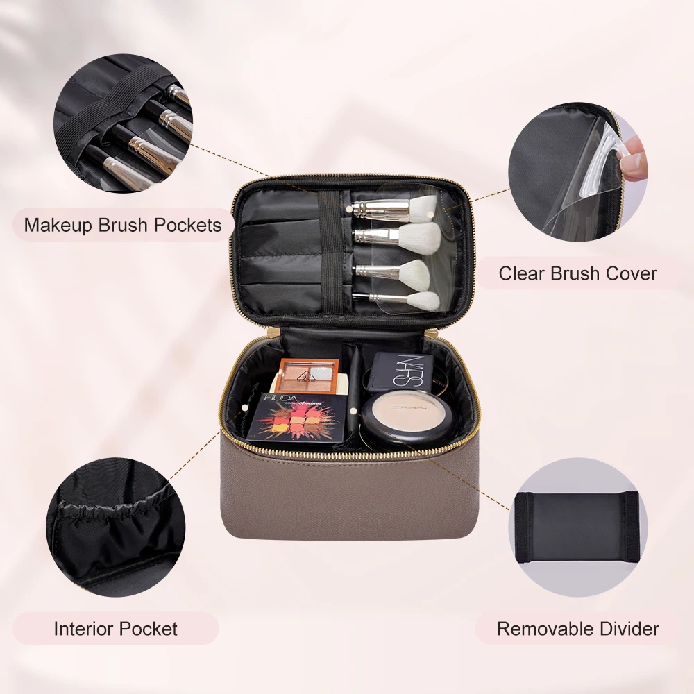 Rownyeon 2023 New Style Custom Logo Professional Makeup Train Organizer Storage Travel Cosmetic Case