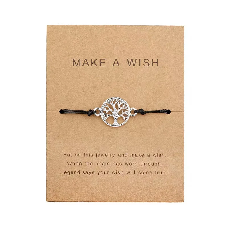 2022 Trendy Set pulsera Colorful Crystal Charm Make a Wish Card Resin Natural Stone Adjustable Make A Wish Bracelet