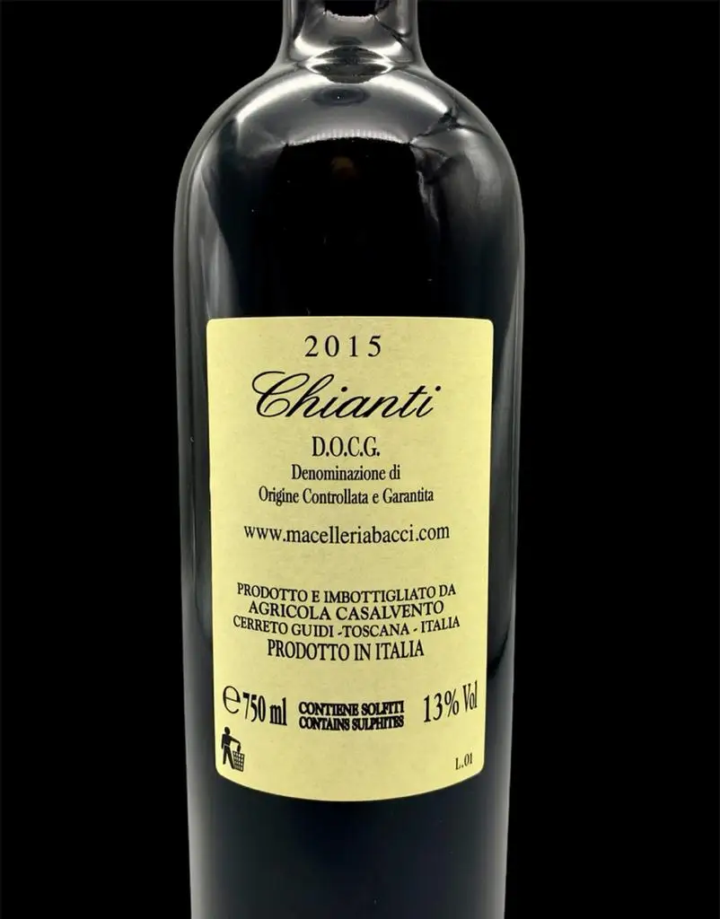 Alcoholic beverage italian red wine CHIANTI ruby red drink bottle Tuscani DOCG