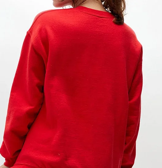 Red solid Custom Women Stylish Pullover custom no Sublimation Sweat Shirts Without Hood Design Factory Price Wholesale Casual