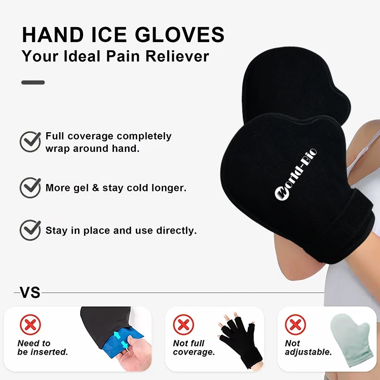 2023 Comfort Hot and Cold Ice Pack 2 Pack Gloves Ice Heat Therapy Hand Ice Packs for Full-Hand Injuries and Carpal Tunnel