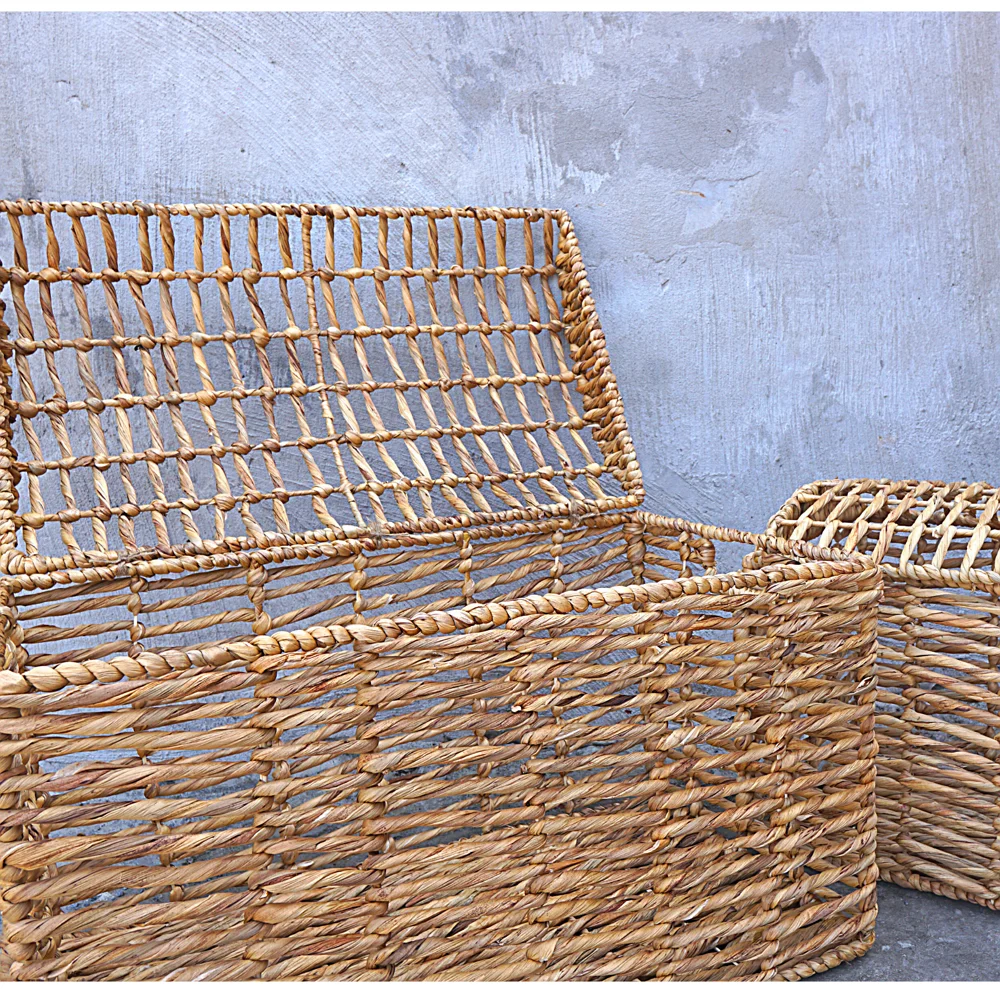 Oversized seagrass Trunk basket Natural Color Storage Basket With Hinged Lid For Home Kitchen Bathroom Bedroom