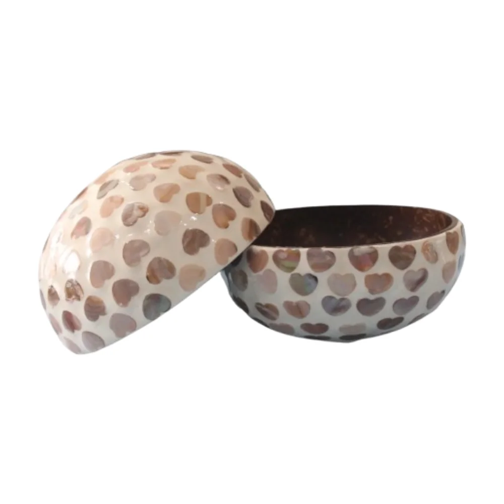 Handcraft eye-catching top trend natural heart shape mother of pearl inlay coconut for valentine gift wholesale from Viet Nam