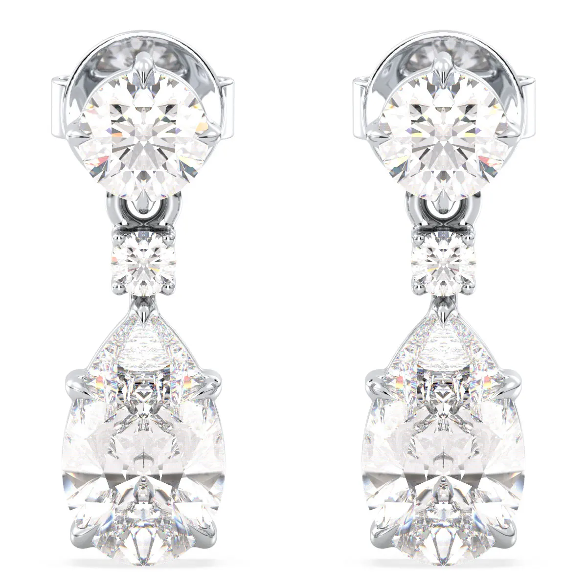 REYES Sparkling 14K White Gold Pear Cut 1.98 Carat Moissanite Earrings Wholesale Price Dangle Drop Fine Jewelry for Women
