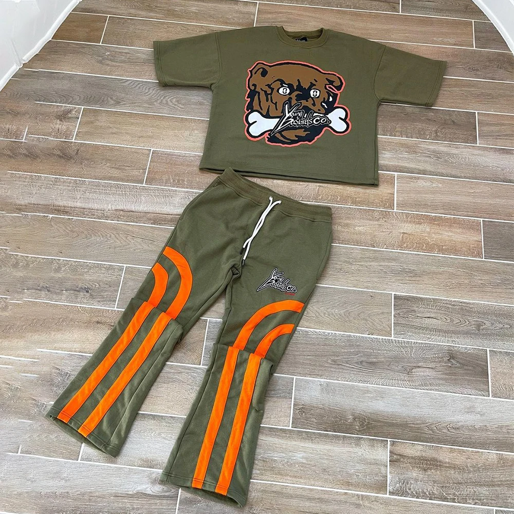 Fashion Streetwear Track Suit Men Pullover T-Shirt and Pants Jogging Sweatsuit Tracksuit For Men