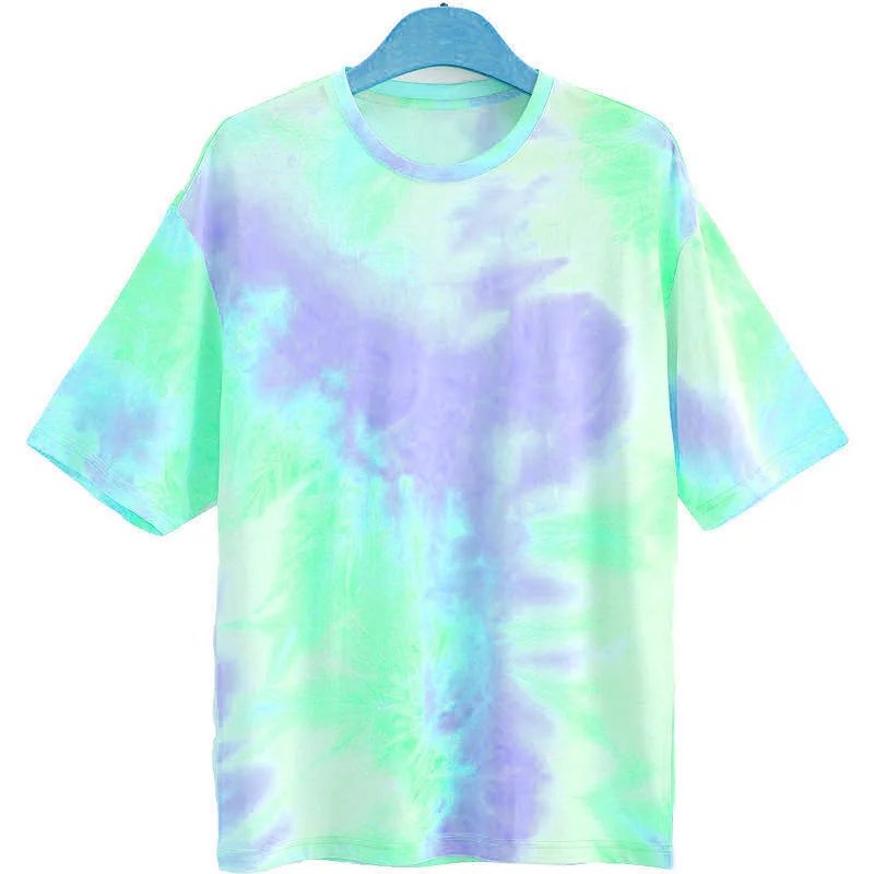 230 gsm Clothes Short Sleeve Casual Summer T Shirts Oversized Tee Tie-Dye  SHIRT Tee Shirt Customized Washing Cotton Tie-dye