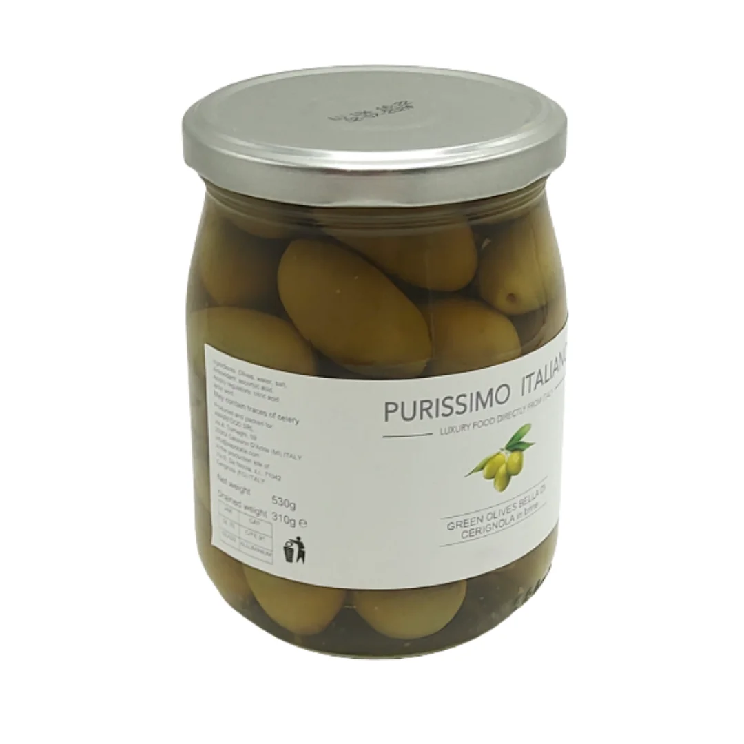 100% Made in Italy 1700ml Bella di Cerignola Olives in Brine for luxury restaurants and hotels