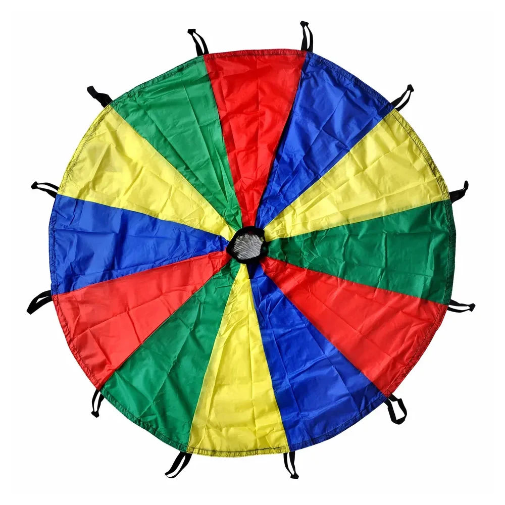 Super Quality Children Educational Team Work Play Games Toy Handles Rainbow Parachute At Reasonable Price