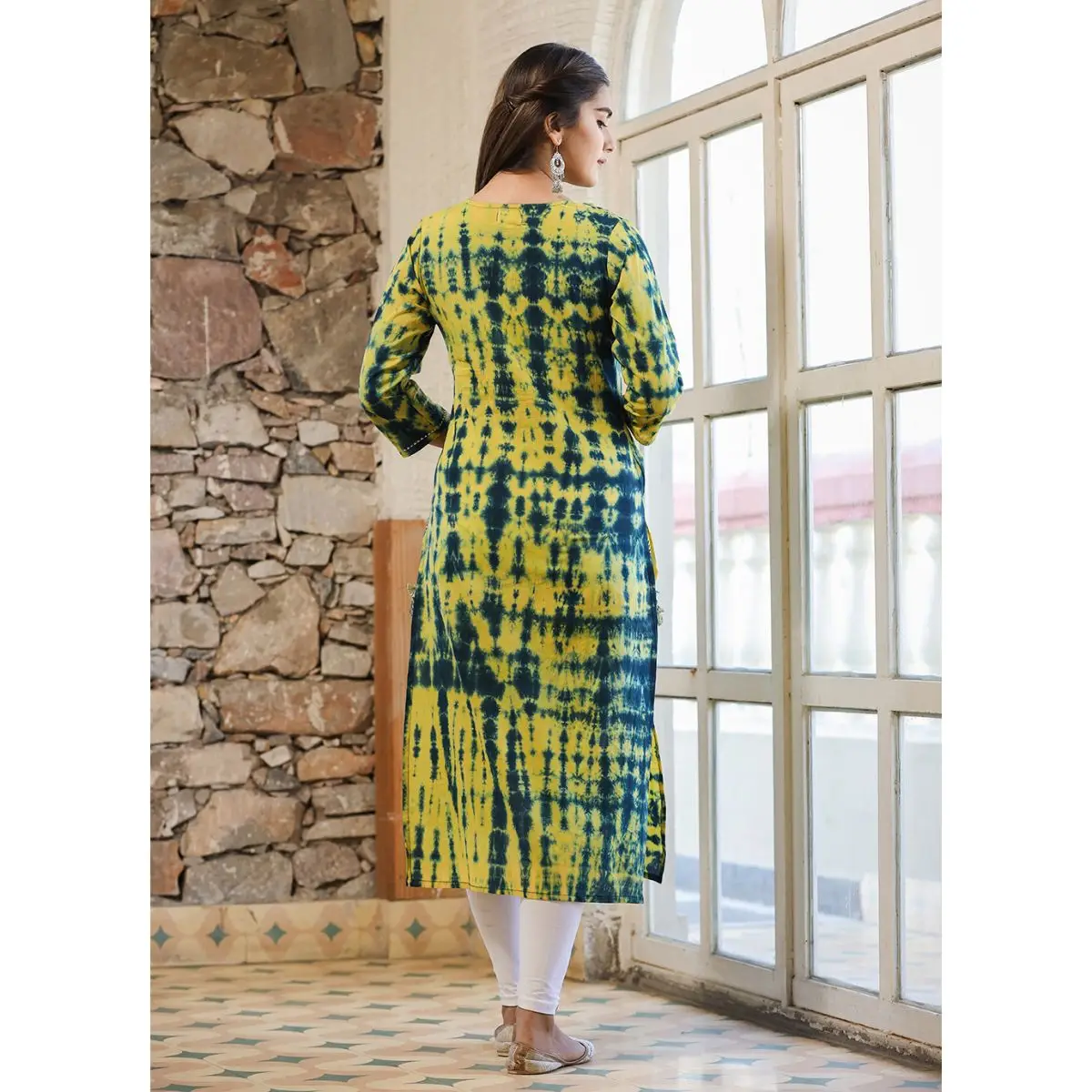Latest Tie dye printed women cotton boho and hippie Kurtis and tunics readymade to wear in Office