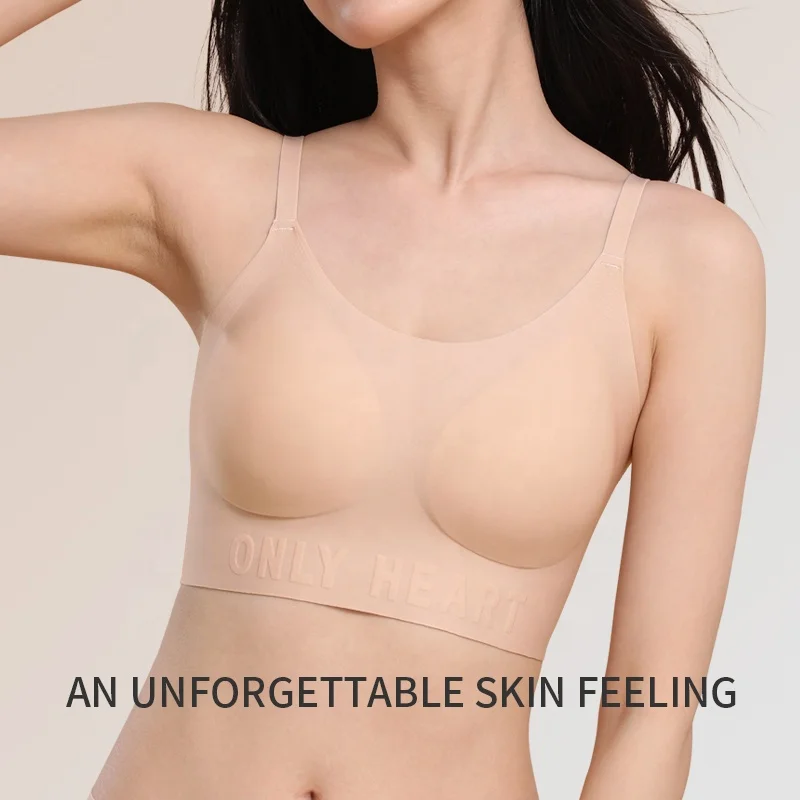 New design custom logo 3D letter Print comfortable full support seamless bra one piece removable wireless jelly bra