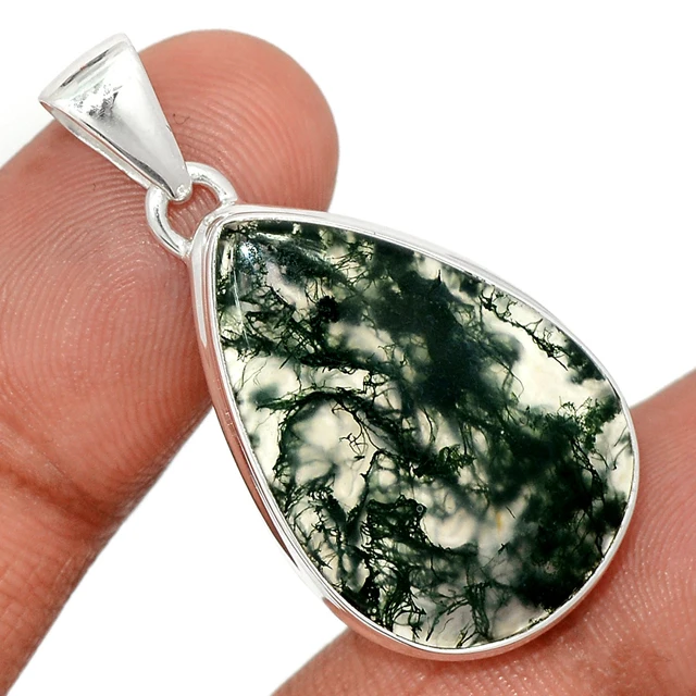 Wholesale at Factory Price Jewelry Original Moss Agate 925 Sterling Silver Gemstone Bulk Wedding & Engagement Vintage Necklace