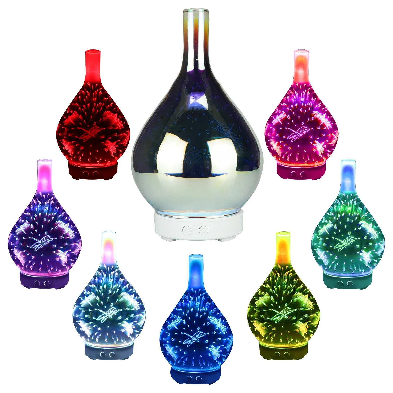 Wholesale 3D Glass 7 Color LED 100ML Home Air Difusor Usb Mini Humidifier Essential Oil Aroma  Diffuser