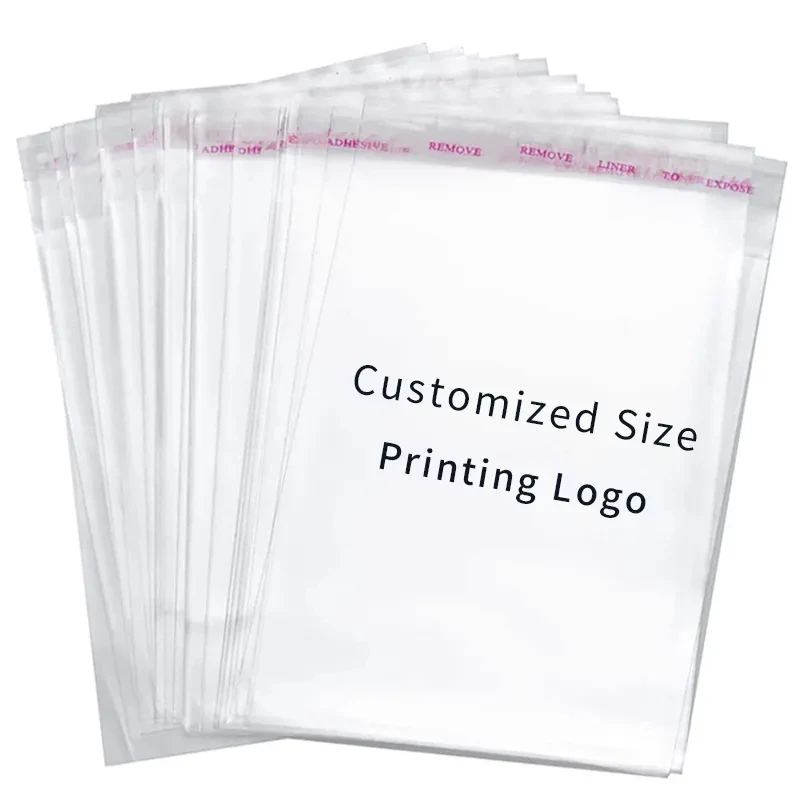 Transparent self-adhesive sealed plastic packaging bag, resealable cellophane OPP fresh-keeping bag, reusable gift bag