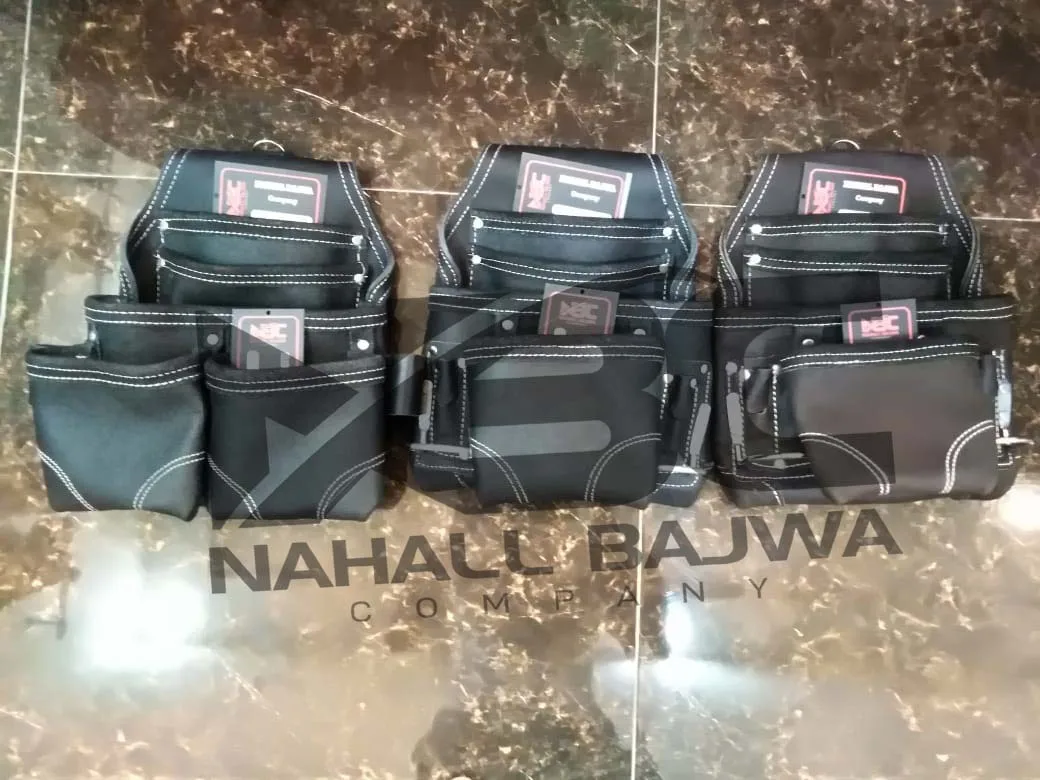 HEAVY DUTY 10 Pocket Top Grain Leather Tool Pouch - Carpenter Nail Tool Pouch.