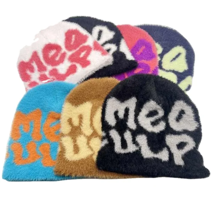 Custom embroidered Logo Patterns Football Fitted Free Knit Winter Beanie Hat with logo and embroidery beanie caps