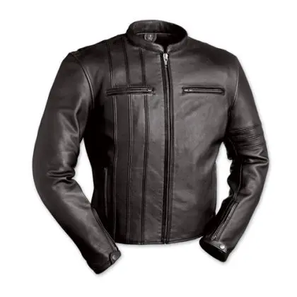 Customized Wholesale fashion men black solid cowboy jackets motorcycle style leather jackets Plush leather jacket