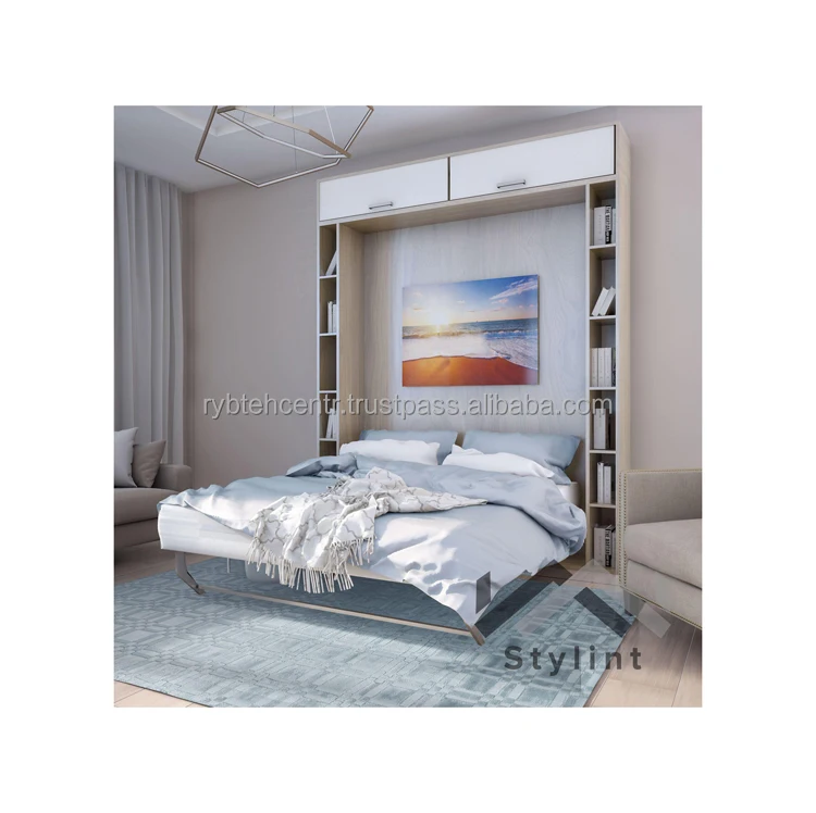 Collapsible bed with shelves set of home furniture great quality from manufacturer furniture wall beds for sale 2000x1600 mm