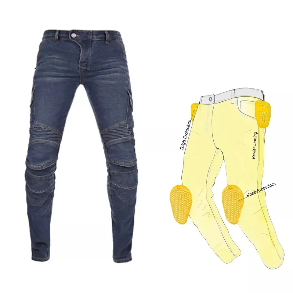 Motorbike Riding Jeans Men Denim Jeans Motocross Racing Pants with Protections zippers stretch denim pant for bike racer