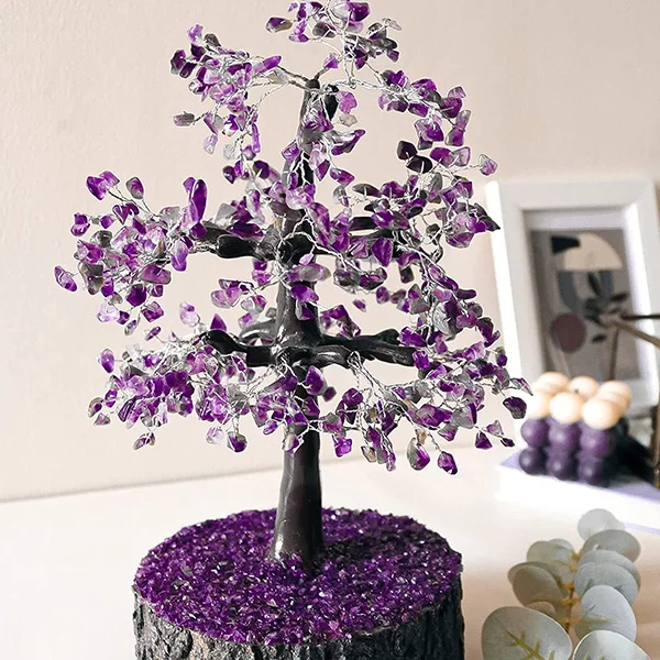 Amethyst 500 beads tree with Wooden Handmade Gemstone Amethyst Chips Base Agate Trees For Sale Buy From Amayra crystals Exports