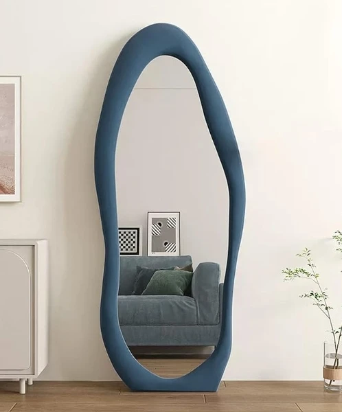 Wholesale Discount Stores Irregular Fabric Wall Floor Standing Mirror