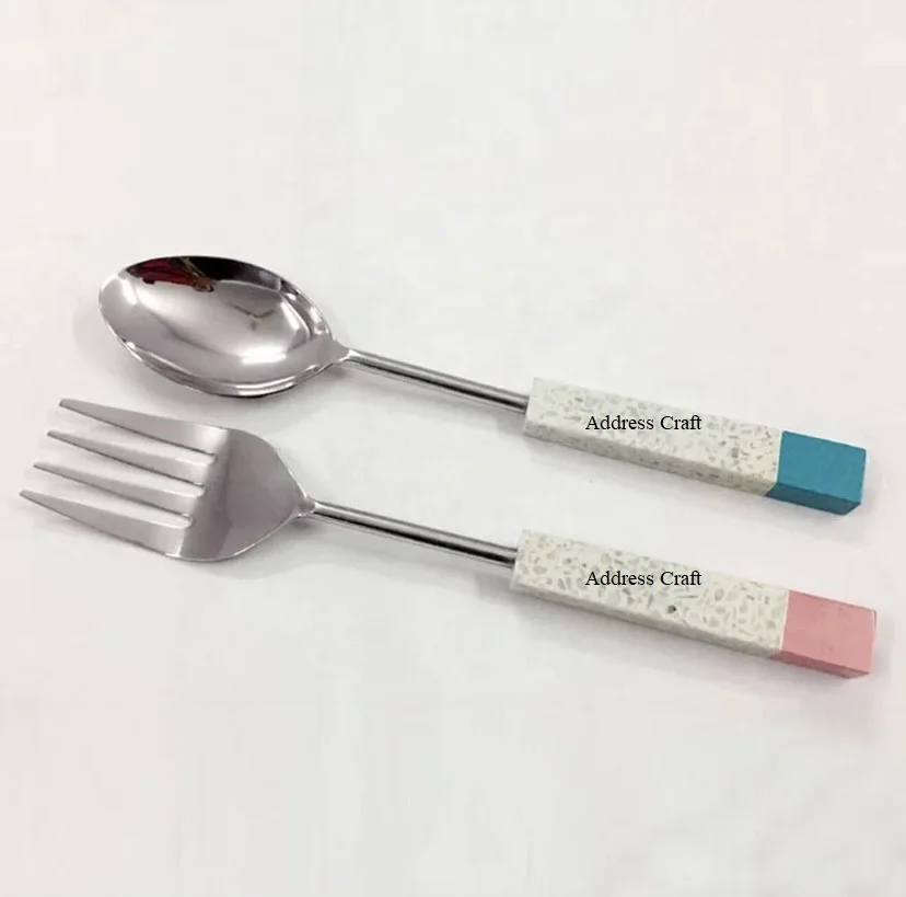 Позолоченный набор салатов из нержавеющей стали в американском стиле винтажные акриловые инструменты для сервировки кухонный инструмент ложка вилка