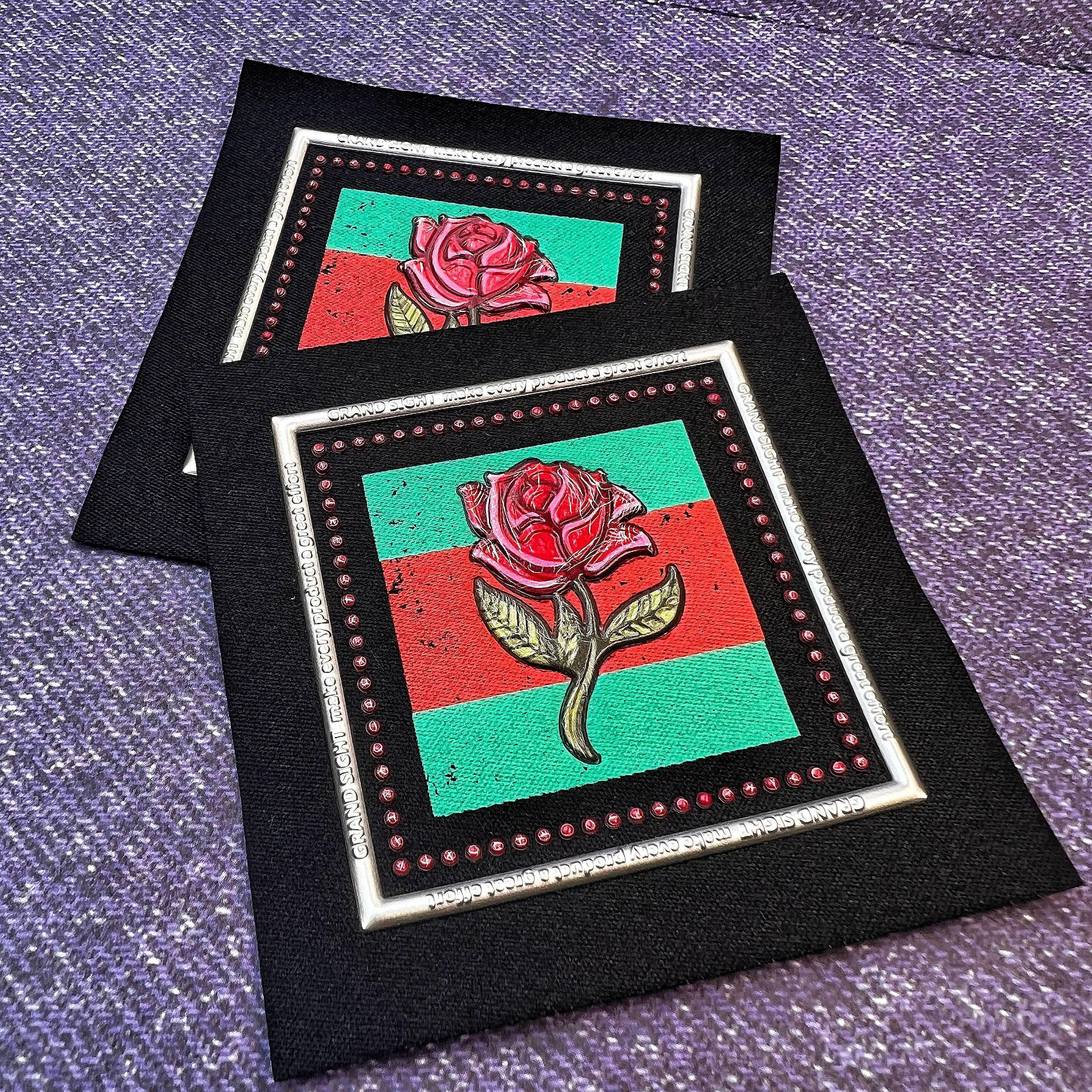 custom high density flower woven label base ground fabric  with TPU heat transfer printed 3d embossed patches for clothing