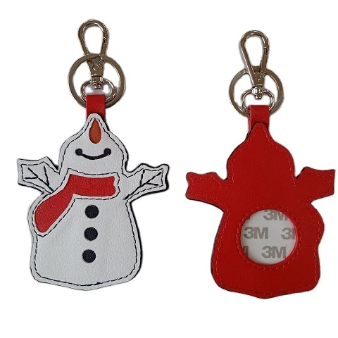 Snowman shaped REAL LEATHER  fob Keys