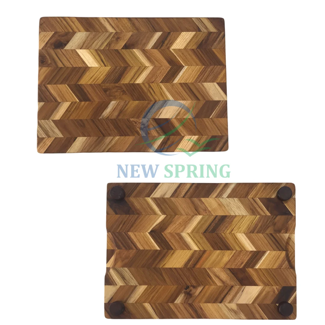 Gourmet wooden square cutting board -Teak wood cutting board - wooden serving board Classic Reversible End Bead Block Teak