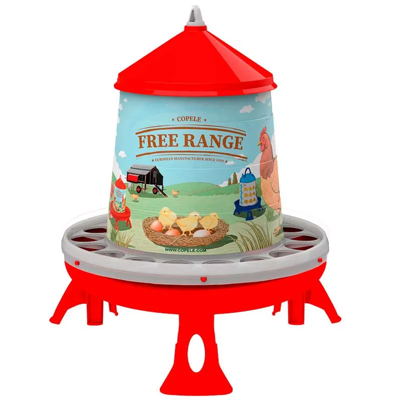 Plastic feeder with Legs model Free-Range - 4 kg. /7 l.  red