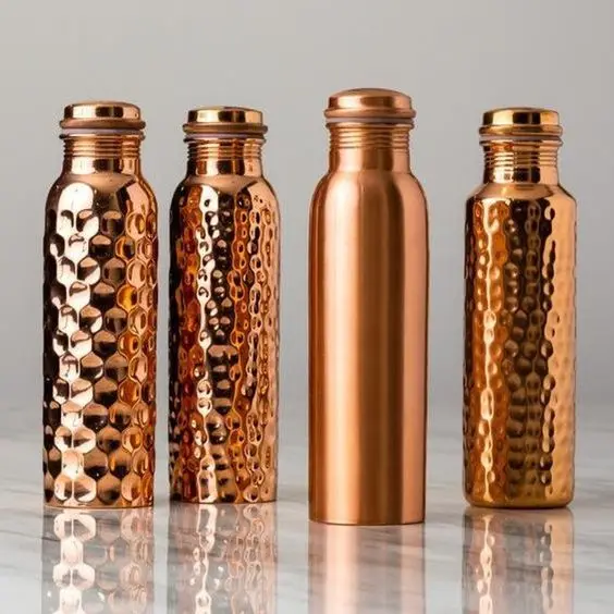 Buy Online Minimalist Quality Water Bottles In Three Different Designs 100% Health beneficial Elegant Bottle Copper Bottle Sales