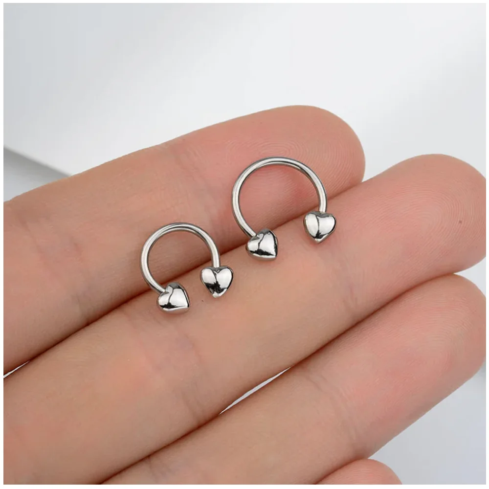 Non Tarnish Gold Stainless Steel Nose Hoop Rings Small Love Heart  Women Piercing Jewelry for Girls Pierced Nose
