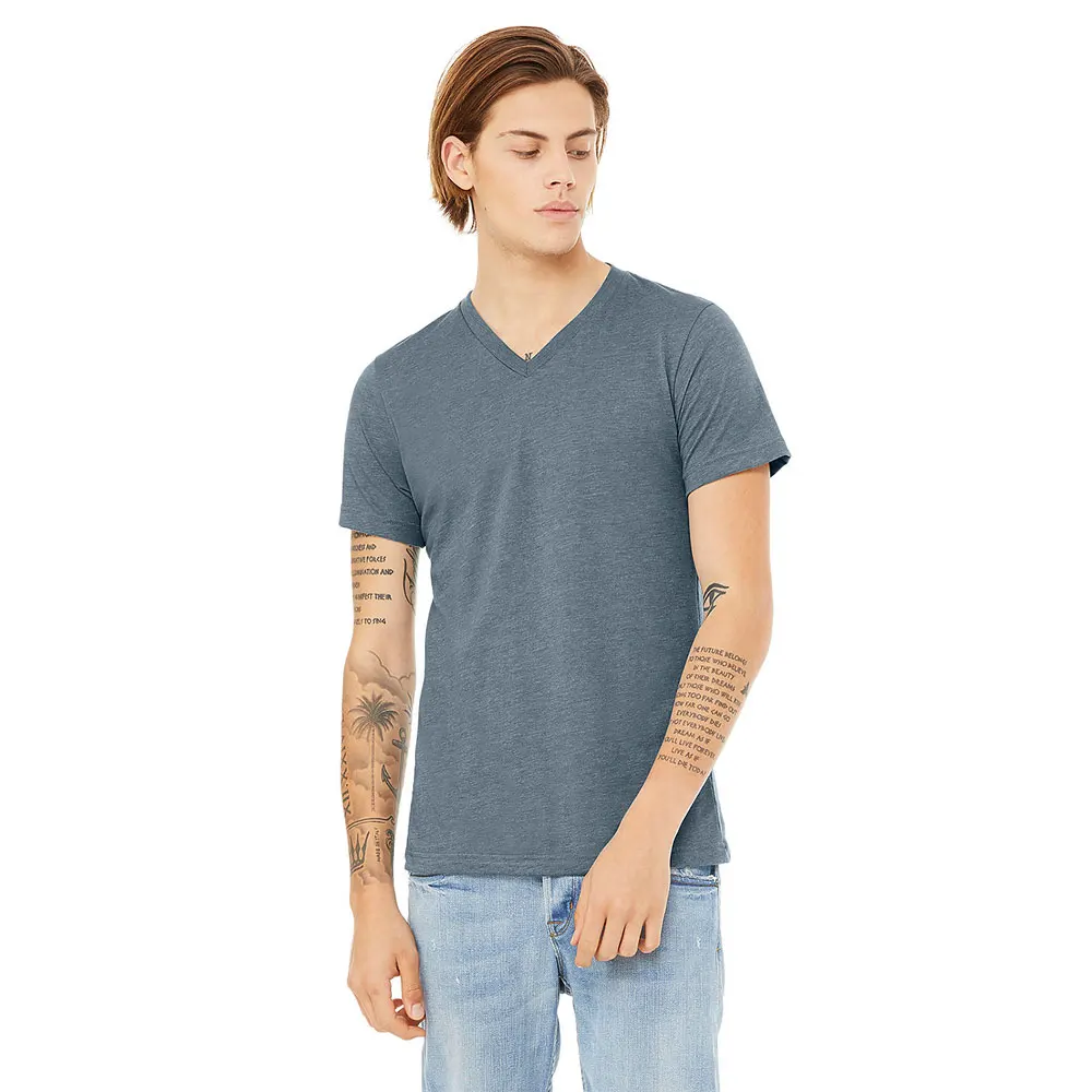 Bella 3001 Heather Brown UNISEX HEATHER CVC V-NECK TEE classic V neck, short sleeves and superior combed  cotton Breathable  tee