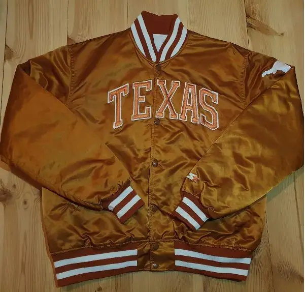 Custom Design College Jacket Team Name Number Starter NFL Batch Embroidered Bomber Satin Jacket