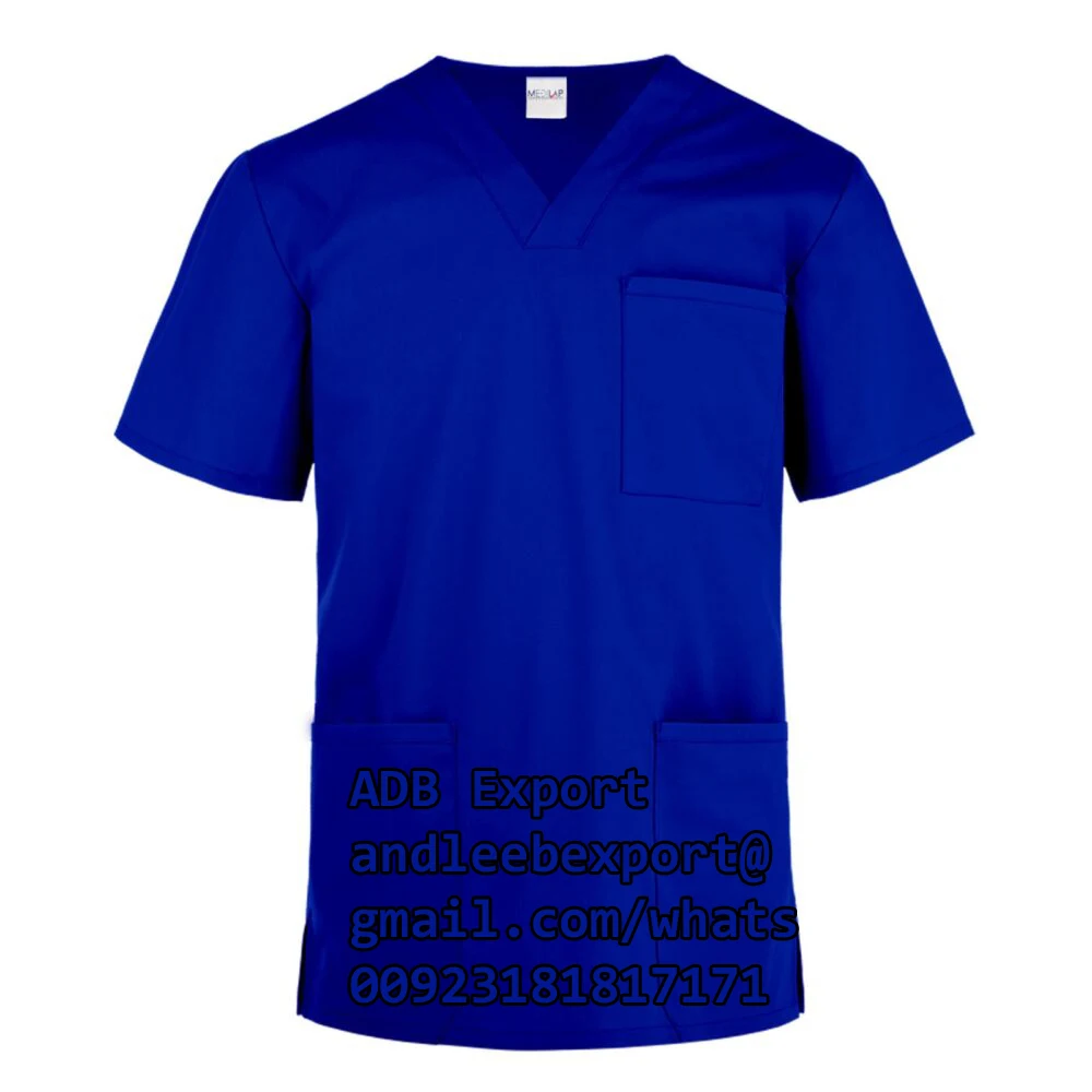 Unisex 2024 Soft Custom Logo Embroidery Scrubs Set Stretchy Medical Clothing Uniform Top Pants Men Women Featuring Nurse Gown