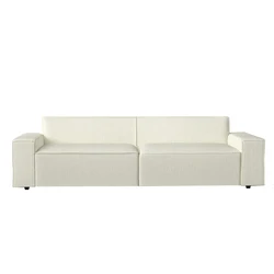 Moore White Living room Linen Sofa Cube 3-Seater Sofa for Sitting Room