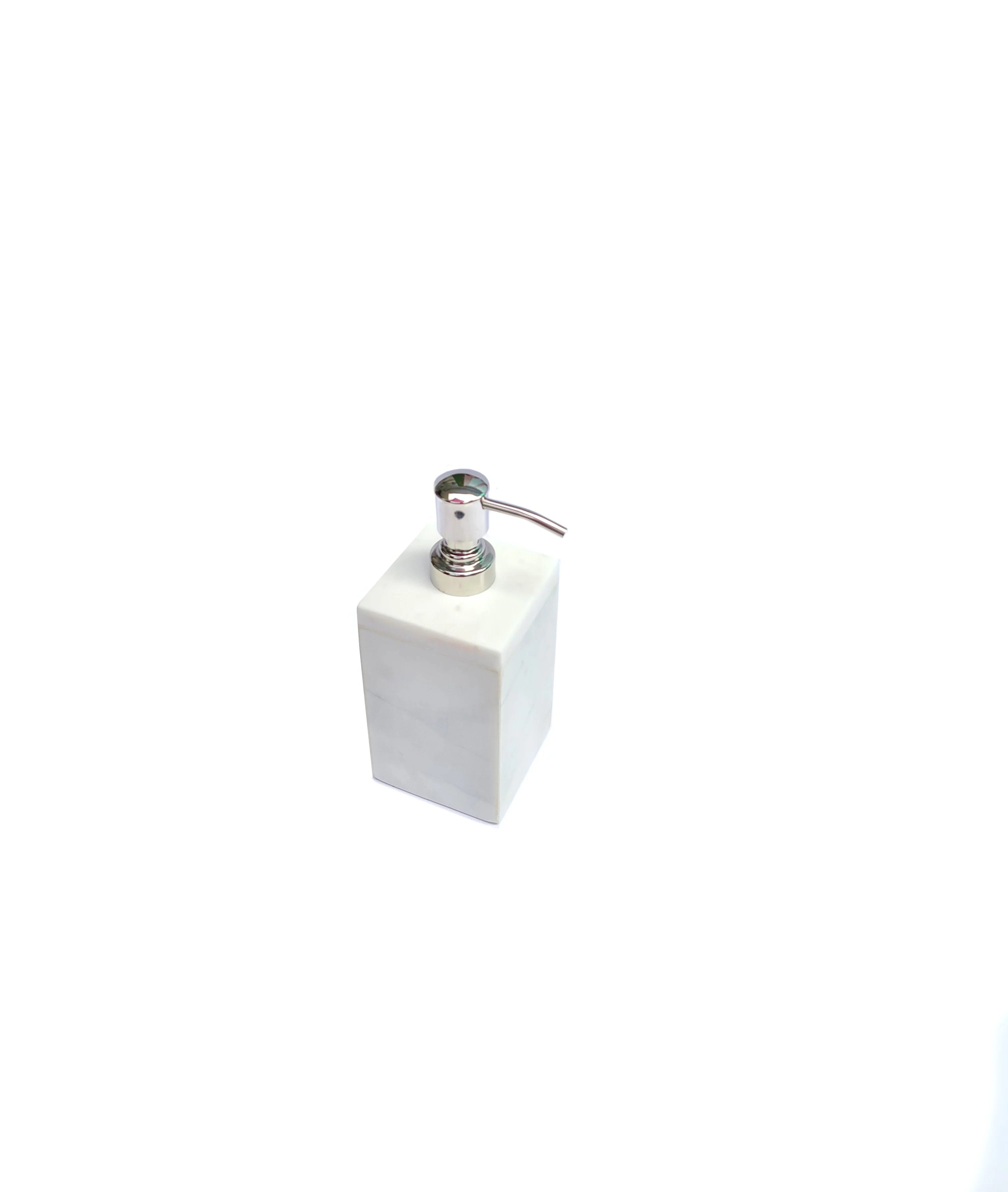 Natural Stone White Marble Liquid Soap Dispenser with Stainless Steel Pump in Round Square Rectangle Shape Luxurious Premium