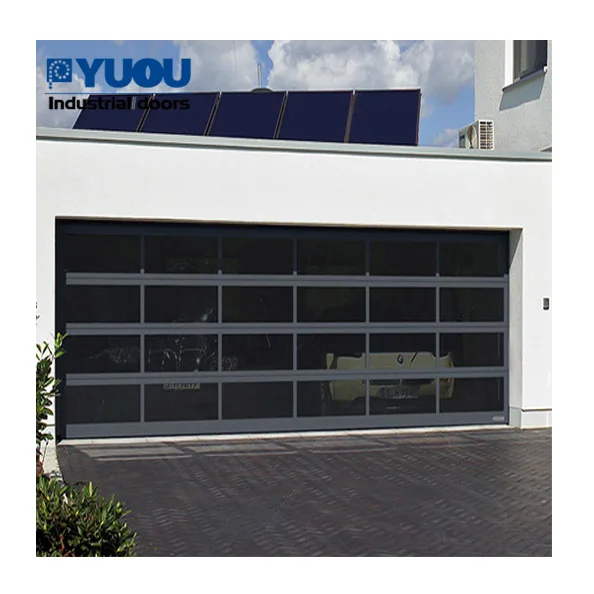 Comercial Automatic 4S Shop Aluminium Tempered Glass Full View Vertical Sliding Lift Clear Sectional Garage Doors