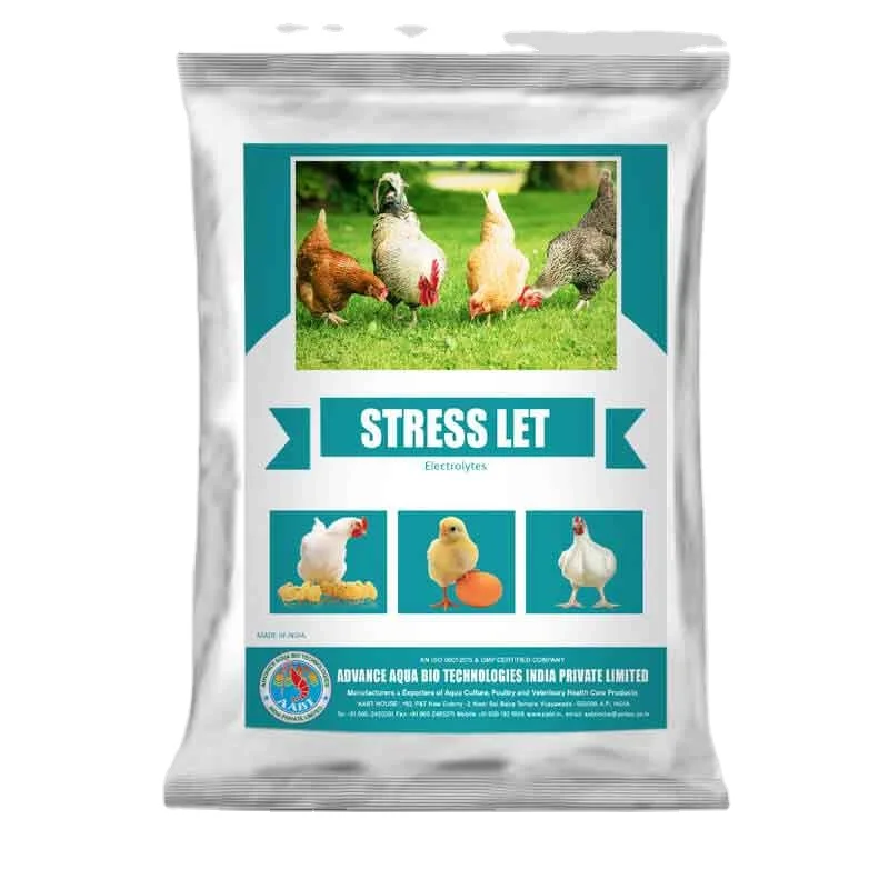 STRESS LET provides strength supports antibiotic treatment and prevents dehydration in poultry.