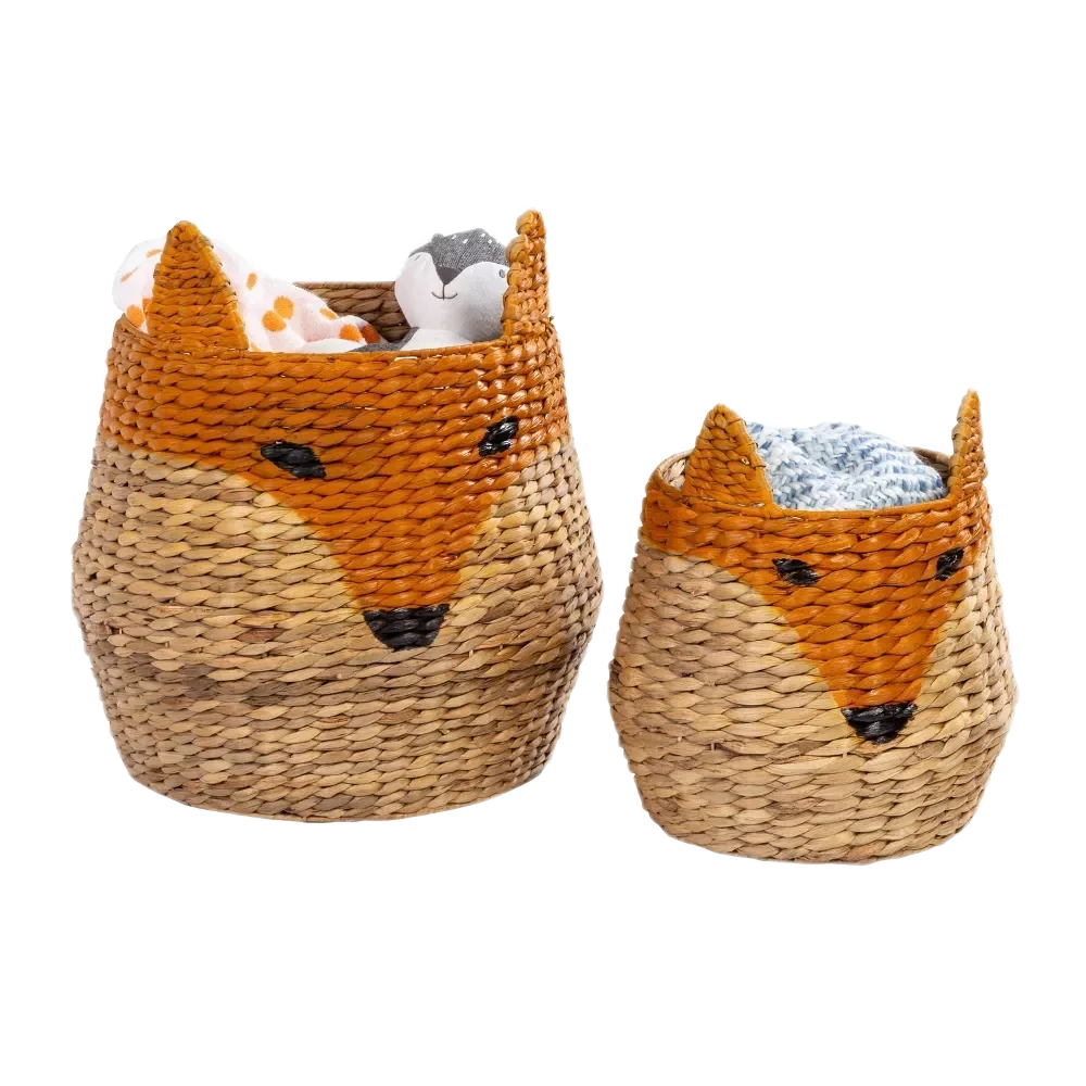 Hot Deal Cute Animal Storage Seagrass Woven Baskets Decorative Collapsible Clothing Hamper Wholesale Handmade Home Organization
