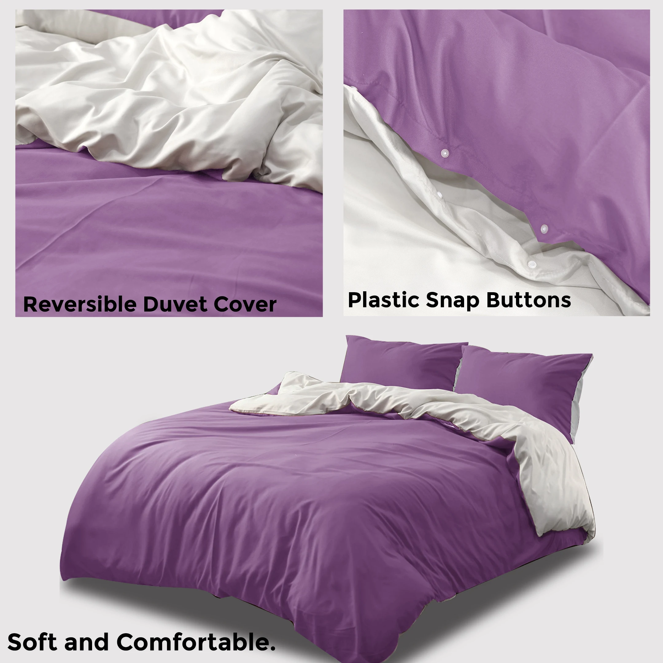High Quality custom Purple & Silver Reversible Duvet Cover Set bedding set