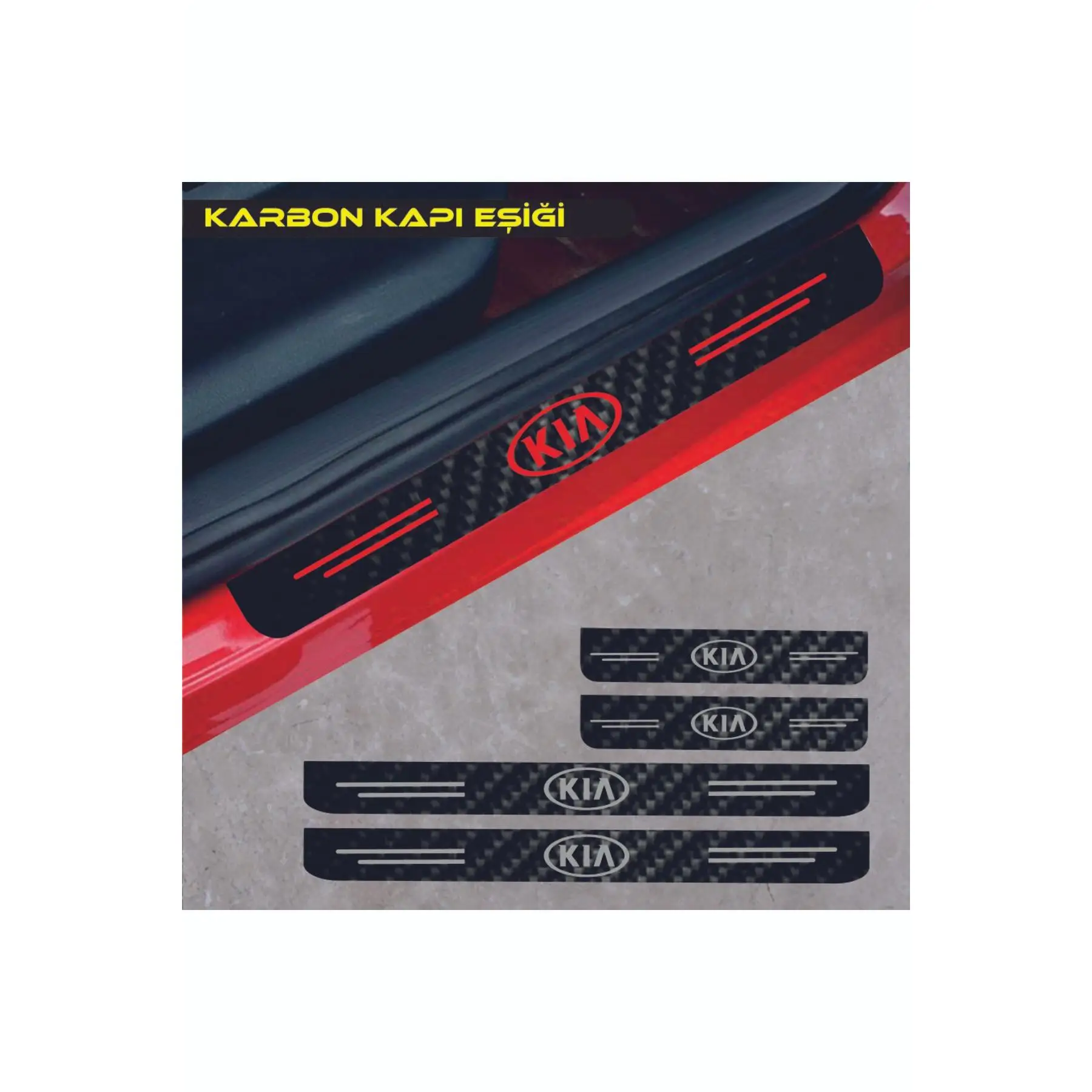 -Compatible Accessory Auto Door Sill Sticker Carbon 4 Pcs For Kia Sephia