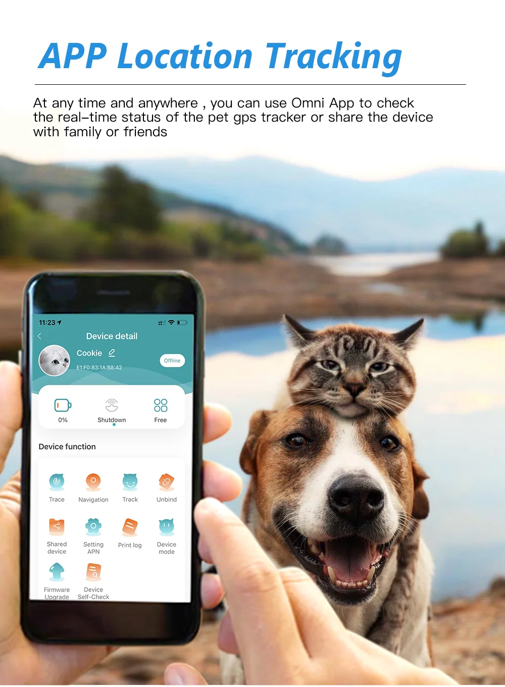 Free APP Geo-Fence Alarm History Playback Waterproof Dog Cat 4G Pet GPS Tracker GPS Collar