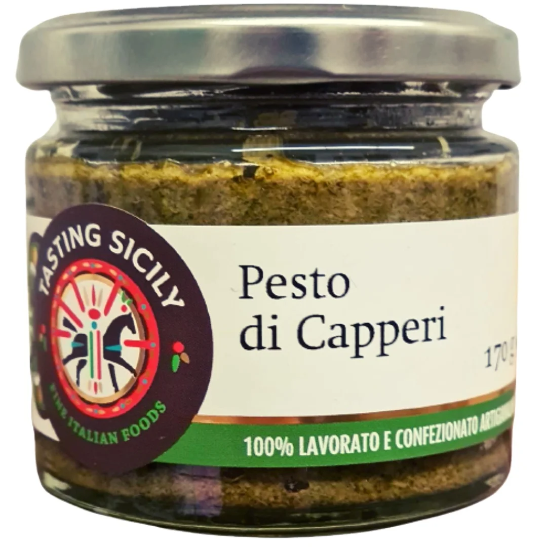 Made in Italy ready to eat food top quality  170 g glass jar capers pesto for seasoning