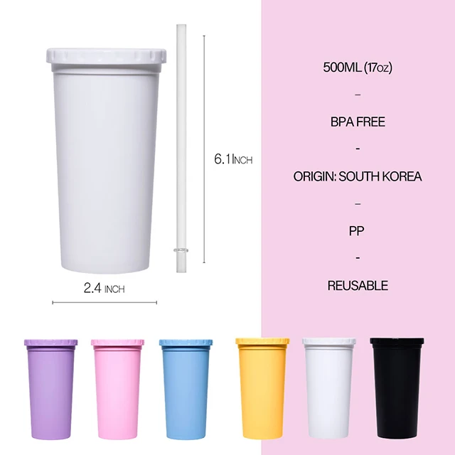 Good Condition with Korea Colored BPA FREE with straw and lid cafe cups Reusable matte color tumbler with lid 16oz
