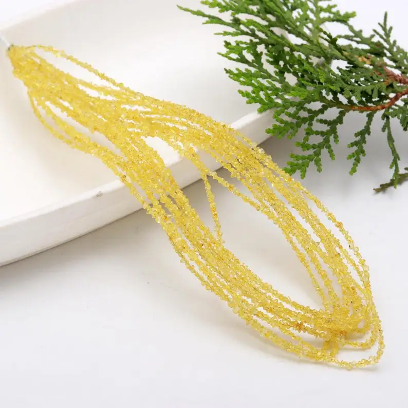 Natural Yellow Herkimer Diamond Quartz Chips Shape Gemstone Beads Strands String 2-3mm Loose Beads Lot for Jewelry Making