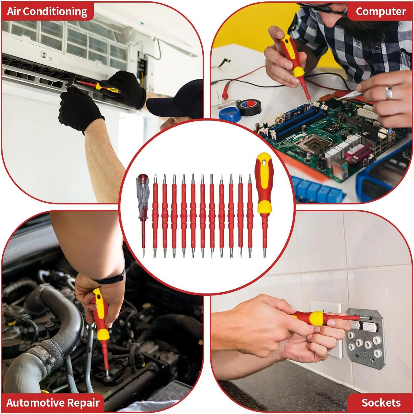 1000 v safe Electrician vde Magnetic tool Interchangeable insulated tips shaft batch Blades screwdriver kit