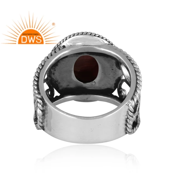 Newly Design Oxidized Sterling Silver Natural Doublet Apache Gold Crystal Gemstone Ring Jewelry Manufacturer