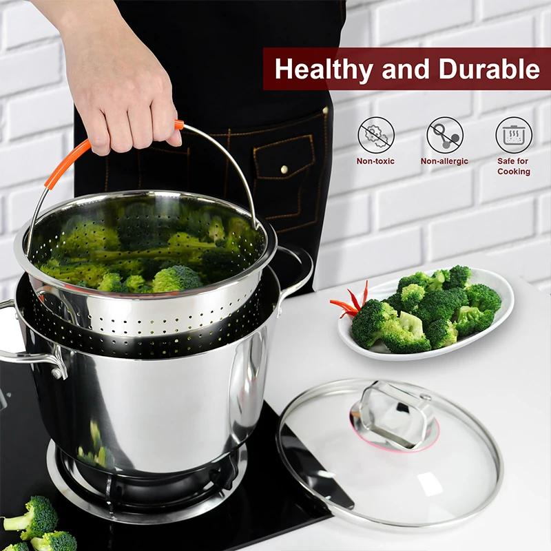 High Quality 304 commercial stainless steel cooking clear steamer and soup  pot 3 pcs